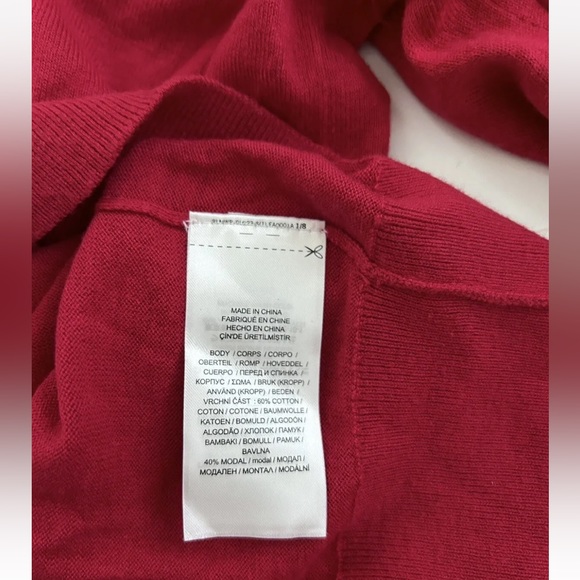 Ralph Lauren LAUREN Ruffled Trim V-Neck Sweater in Red NWT- Size XL - Picture 7 of 8